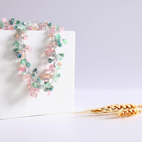 Pixa Moon stone Crystal Beads Necklace with Twisted Silk Strands Layered Necklace for women in Saudi Arabia