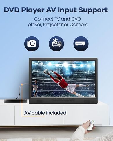 تلفزيون ديسوبري 19 بوصة محمول للتخييم، تلفزيون بطارية 8000 مللي أمبير في الساعة محمول لانقطاع التيار الكهربائي، حامل قابل للتعديل 180 درجة، مدخل HDMI 1080 بكسل، مدخل AV، USB، تلفزيون صغير للمطبخ وغرفة النوم والتخييم والفناء RV، بدون واي فاي in Kuwait