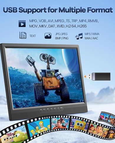 تلفزيون ديسوبري 19 بوصة محمول للتخييم، تلفزيون بطارية 8000 مللي أمبير في الساعة محمول لانقطاع التيار الكهربائي، حامل قابل للتعديل 180 درجة، مدخل HDMI 1080 بكسل، مدخل AV، USB، تلفزيون صغير للمطبخ وغرفة النوم والتخييم والفناء RV، بدون واي فاي in Kuwait