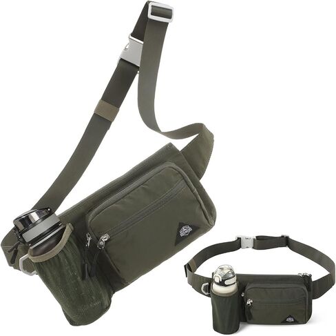 Waist Pack with Water Bottle Holder for Men Women Waist Bag Running Waist Pack Waterproof for Outdoor Travel Cycling Climbing Walking Fit All Phones (Bottle Not Included) (Beige) in Saudi Arabia