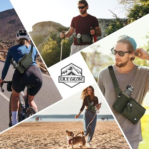 Waist Pack with Water Bottle Holder for Men Women Waist Bag Running Waist Pack Waterproof for Outdoor Travel Cycling Climbing Walking Fit All Phones (Bottle Not Included) (Beige) in Saudi Arabia