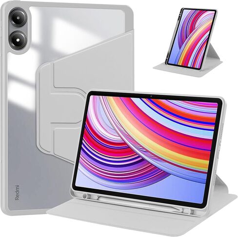 Case for Xiaomi Redmi Pad Pro/Xiaomi Poco Pad 2024 12.1" Tablet - 360 Degree Rotation Protective Stand Clear Back Cover Case (Black) in Kuwait