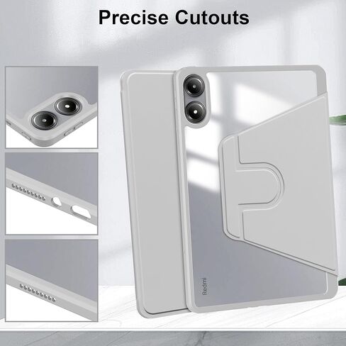Case for Xiaomi Redmi Pad Pro/Xiaomi Poco Pad 2024 12.1" Tablet - 360 Degree Rotation Protective Stand Clear Back Cover Case (Black) in Kuwait