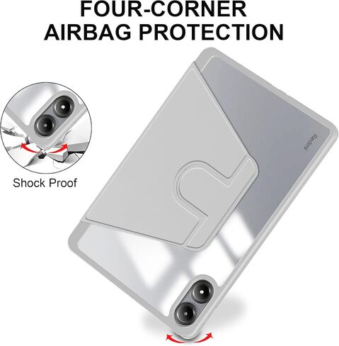 Case for Xiaomi Redmi Pad Pro/Xiaomi Poco Pad 2024 12.1" Tablet - 360 Degree Rotation Protective Stand Clear Back Cover Case (Black) in Kuwait