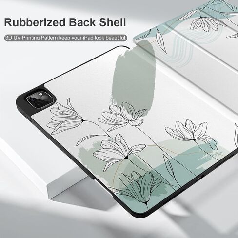 for M2/M1 iPad Pro 12.9 inch Case 6th/5th/4th/3rd Gen 2022 2021 2020 2018, Shockproof Tablet Case with Pencil Holder & Trifold Stand & Soft TPU Back Cover, Vibrant Flower in Saudi Arabia