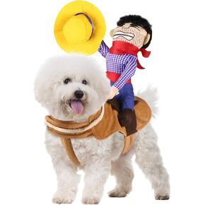 Dog Cowboy Costume, Dog Halloween Costumes Cowboy Rider Dog Costume Funny Dog Costume for Small Medium Large X-Large Dogs (XX-Large)