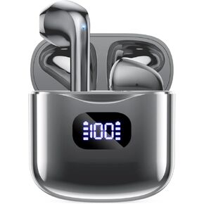 Wireless Earbuds, Bluetooth 5.3 Headphones 40Hrs Playtime with Charging Case, IPX5 Waterproof Stereo in-Ear Earphones with Microphone for iPhone Android Cell Phone Sports Workout Gaming, Gray