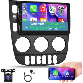 [2+64G] Car Radio for Mercedes Benz W163 ML320 ML350 ML400 ML500 1997-2005 - Wireless Carplay and Android Auto - 9 Inch Touchscreen Car Stereo with WiFi/GPS/Multiple UI + AHD Backup Camera