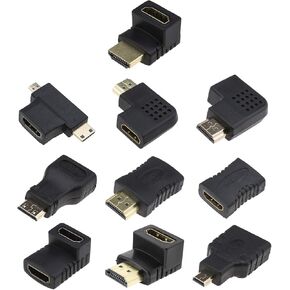 SING F LTD 10Pcs Mixed HDMI Adapters Kit,HDMI to Mini HDMI/Micro HDMI HDMI Female Male Gold-Plated Interface Converter Connector