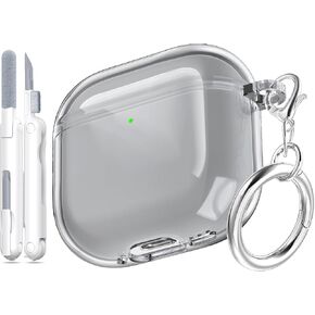 for AirPods 4 Case with Cleaner Kit, Crystal Clear Cover | Highly Transparent Anti-Yellowing TPU,Shockproof,Scratch-Resistant,Travel-Ready Keychain Cover for Work,Gym&Daily,Clear White in Saudi Arabia