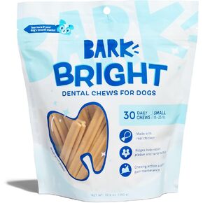 أعواد مضغ أسنان الكلاب الأصلية من Bark Bright (30 قطعة مضغ) لتنظيف البلاك والجير - السلالات المتوسطة