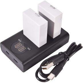 DSTE 2-Pack LP-E8 Battery + Dual LCD Battery Charger Compatible with Canon EOS 550D 600D 650D 700D Kiss Digital X4 X5 X6i X7i Rebel T2i T3i T4i T5i LC-E8E