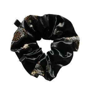 WSF Korean Handmade Soft Scrunchies for Women & Girls - Sabang Shin Hanbok Accessory & Hair Ties (Black Scrunchie & Ball Trinket Tassel)