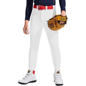 DEVOROPA Girls Softball Pants Youth Boys Baseball Pants Belted Kids Fastpitch Pants with Pockets