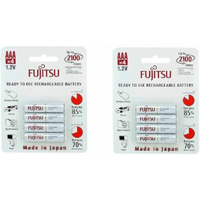 8 Fujitsu HR4UTC AAA Ready-to-use 2,100 times rechargeable battery NiMH 1.2V 800mAh (Min. 750mAh) Made in Japan