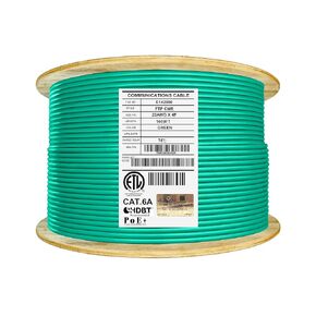 Elite Cat6A Shielded Riser (CMR), 1000ft, FTP 23AWG, Solid Bare Copper, 650MHz, 10Gb Speeds, UL Listed, UL-LP Certification, Higher Performance PoE++, Bulk Ethernet Cable Reel, Green