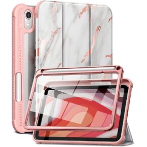 حافظة لجهاز iPad Mini 6 2021، [واقي شاشة مدمج] [النوم/الاستيقاظ التلقائي] [حامل أقلام] iPad Mini الجيل السادس 8.3 بوصة غطاء قلاب من الجلد الناعم مع حامل، أخضر (أرجواني)