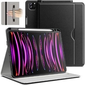 JETech Case for iPad Pro 11-Inch 4/3/2 (2022/2021/2020 Model), PU Leather Folio Protective Cover with Hand Strap, Pencil Holder & Pocket, Multi-Angle Viewing (Black)