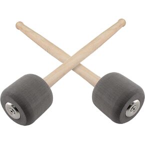Kyuionty 2 Pack Felt Head Bass Drum Mallets Percussion Sticks, 12 Inch Length Drum Mallets Sticks with Stainless Steel Handle for Marching Band