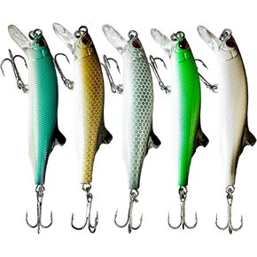5pcs 3/5 oz Minnow Lures for Bass Saltwater/Freshwater