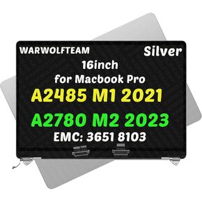 Compatible with MacBookPro18,1 A2485 M1 Pro M1 Max 2021 EMC 3651 MK1E3LL/A 661-21969 Retina LCD Screen Digitizer Replacement Whole Hinge-up Assembly 16" 3456 x 2234 (Space Gray)