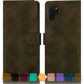 for Samsung Galaxy Note 10+/10 Plus Wallet case with Credit Card Holder, [RFID Blocking] PU Leather Phone case Shockproof Cover Women Men for Samsung Note10+ case Brown