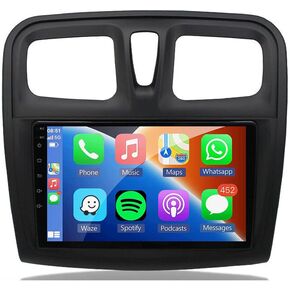for Renault Sandero Radio 2014-2019 Car Stereo Wireless/Wired Carplay Android Auto 2GB 32GB with 9 Inch IPS Touchscreen GPS Navigation for Car Head Unit Built-in DSP with Free Backup Camera