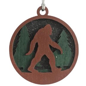 3 Layer Wood Laser Cut 3D Bigfoot/Sasquatch Ornament - Unique Holiday Decor