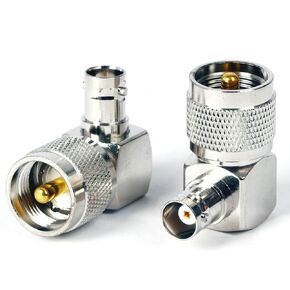 Triswenic UHF Male PL259 to BNC Female Right Angle Connectors, UHF to BNC 90 Degree Radio Adapter PL-259 Right Angle Coax Coaxial Connector(Pack of 2)