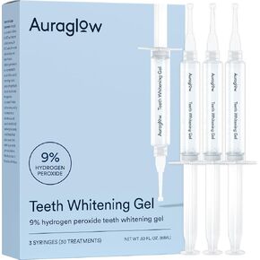 Auraglow Teeth Whitening Gel Syringe Refill Pack, 44% Carbamide Peroxide, (3X) 5ml Syringes, 30 Whitening Treatments