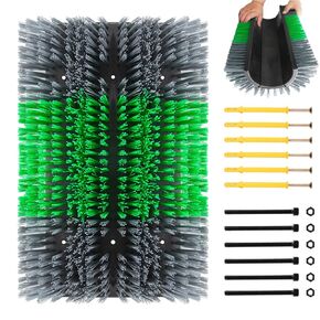 Extra Large Size Livestock Scratching Brush, Upgraded Horse/Goat/Cow/Cattle Scratcher Brush for Grooming, Itch Relief Horse Scratcher Brushes Kit with Two Sets of Mounting Screws(2-Pack,Green)