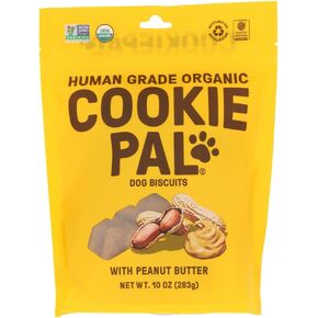 Cookie Pal Human Grade Organic Dog Biscuits with Peanut Butter, USDA Certified Organic, Gluten Free & Non-GMO, 10 Ounce (Pack of 4)