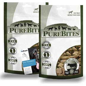 PureBites Beef Liver Dog Treats Freeze Dried Beef Liver 4.2 oz Each (2 Pack) 1 Ingredient, Healthy Low Calorie, High Protein Dog Treat Includes Free Guide