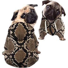 Howilath Thin Summer Dog Zipper Hoodie - Stylish Snake Skin Animal Pattern Novelty Streetwear Hooded Clothes Apparel Costume Sweatshirt Tracksuits Pet Clothing - M