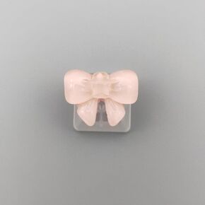Personalized Cute Bowknot Transparent Keycap Handmade OEM Profile Keycap Base DIY Custom ESC Backlit Keycap for Mechanical Keyboard MX Switch (White)