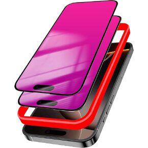 2 Pack Privacy Screen Protector for iPhone 16 Pro Tempered Glass for iPhone16Pro 25 Degree Anti-Spy Anti-Blue Light Eye Protection with Installation Frame (6.3 inch Pink)