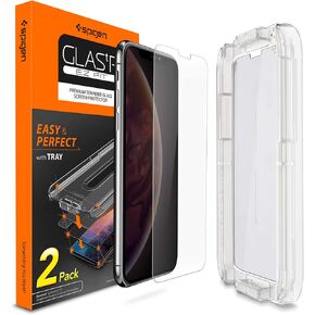 Spigen Tempered Glass Screen Protector [GlasTR EZ FIT] Designed for iPhone XS/iPhone X - Sensor Protection / 2 Pack