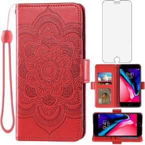 Asuwish Compatible with iPhone 7plus 8plus 7/8 Plus Wallet Case and Tempered Glass Screen Protector Flip Cover Card Holder Cell Phone Cases for i Phone7s 7s + 7+ 8s 8+ Phones8 7p 8p Women Rose Gold