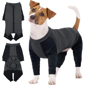 IECOii Dog Pajamas,Dog Pajamas Medium Size Dog,Soft Dog Jammies for Medium Dogs, Full Coverage Dog Shedding Suit with Long Sleeve,Lightweight Pup Jumpsuit Dog Clothes for French Bulldog,Grey-M