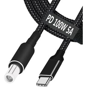 USB C إلى 7.4 مم محول كابل شحن الكمبيوتر المحمول ذكر من النوع C إلى DC 7.4 × 5.0 مم محول مضفر 6.5 قدم سريع 100 وات PD سلك إمداد شاحن الطاقة لجهاز Latitude E6420 XPS 14 14R 15 15R 5521 17 17R Inspiron Dell
