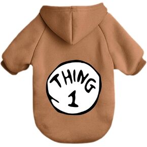 Dog Hoodie Pet Clothes for Small Dogs Thing 1 Printed Hoodies Medium Puppy Hooded Sweatshirt Pullover Outfit(Wine Red,L)