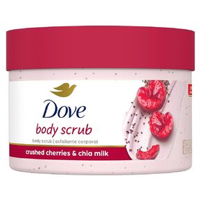 Dove Exfoliating Body Polish Crushed Cherries & Chia Milk Skin Care For Revitalized Skin Formulated With ¼ Moisturizing Cream 10.5 oz in Kuwait