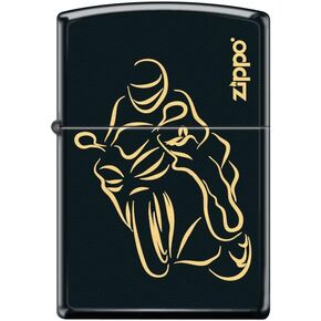 Zippo Lighter- Bike Motorcycle Racing Black Matte Windproof Lighter #Z5291