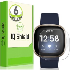واقي شاشة IQShield متوافق مع Fitbit Versa 3 (6 عبوات) طبقة TPU شفافة مضادة للفقاعات