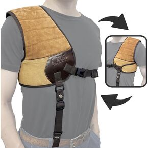 Leather Shoulder Protective Vest Shooting Recoil Pads Padding Canvas for Shotgun Rifle Range Field Hunting