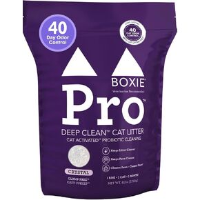 Boxie® Pro™ Probiotic 40 Day Odor Control Non-Clumping Cat Litter, 18lb Boxiecat Crystal Kitty Litter (3 Pack of 6lb Bags)