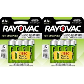 RAYOVAC AA 8-Pack Rechargeable Batteries, LD715-8OP Gene 2 Pack
