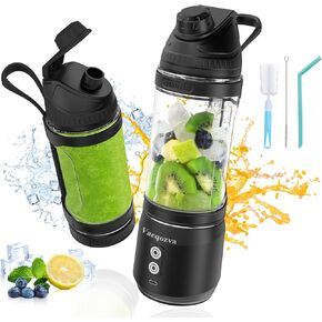 Portable Blender, Portable Personal Blender Smoothies 24oz 300W Travel Blender USB-C Rechargeable Blender Portable Blender Shakes Frozen Drinks BPA-Free Gym/Kitchen(Grey White)