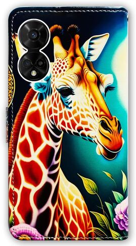 Bcov Case for TCL 50 XE 5G,Giraffe Flowers Leather Flip Phone Case Wallet Cover with Card Slot Holder Kickstand Case for TCL 50 XE 5G in Saudi Arabia