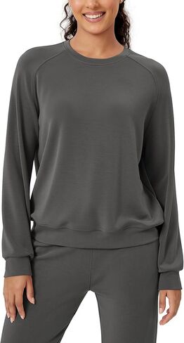 سويت شيرت ODODOS Modal ناعم بأكمام طويلة للنساء بلوفر برقبة دائرية كبيرة الحجم in Kuwait